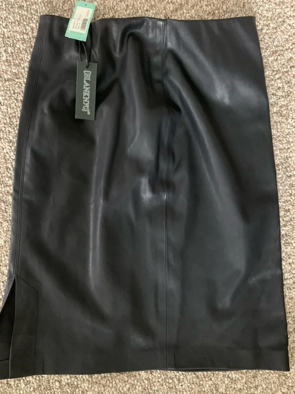 Blank NYC Black Faux Leather High-Waist Pencil Skirt with Side Slit - Picture 2 of 7